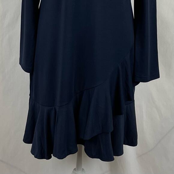 Banana Republic Navy Ruffle Hemline Neutral Career Office Dress NWT Size 12 - Picture 4 of 13